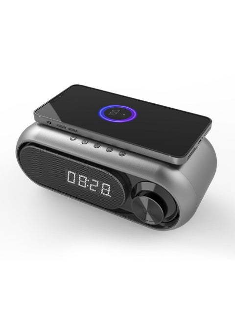 M MIAOYAN Bluetooth Speaker Private Mode Wireless Charger Bluetooth Speaker Wireless Charger LED Clock Alarm Clock Audio Iron Gray 10W