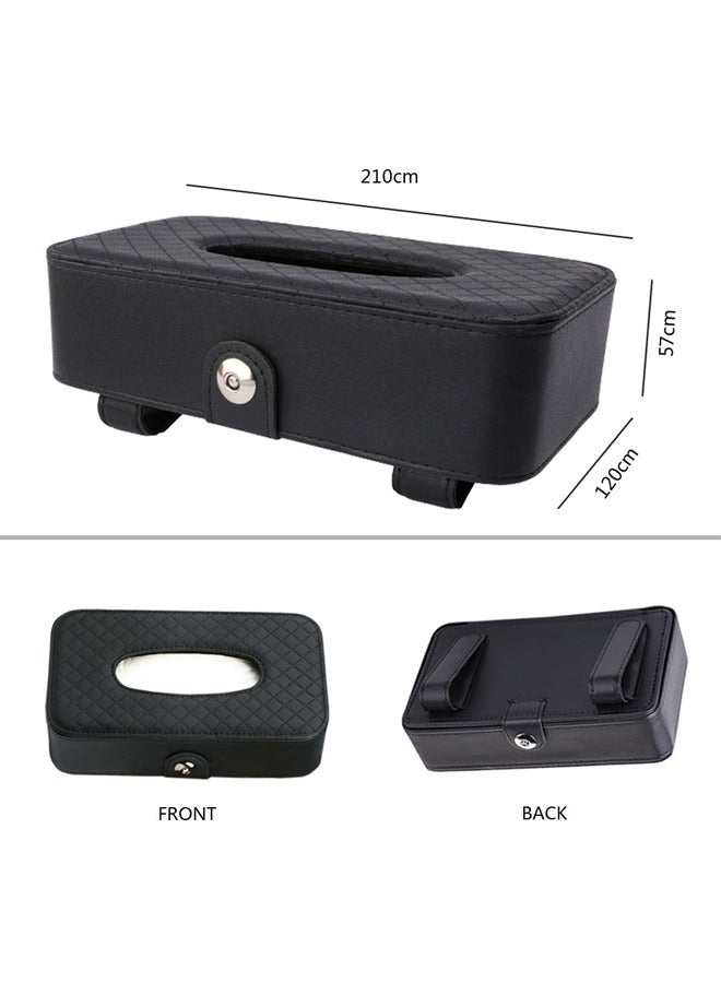 GUSGU Car Tissue Holder, Sun Visor Tissue Holder, Car Visor Napkin Holder, Tissue Paper Holder Dispenser, Napkin Tissue Tray Container, PU Leather Backseat Tissue Paper Box Case for Car/Truck, Black - Image 2