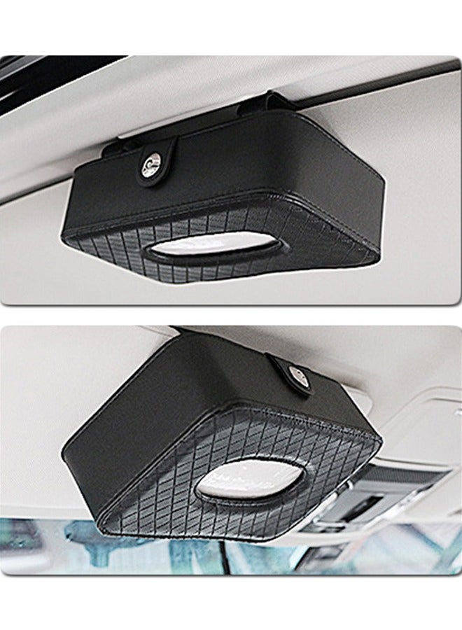 GUSGU Car Tissue Holder, Sun Visor Tissue Holder, Car Visor Napkin Holder, Tissue Paper Holder Dispenser, Napkin Tissue Tray Container, PU Leather Backseat Tissue Paper Box Case for Car/Truck, Black - Image 4
