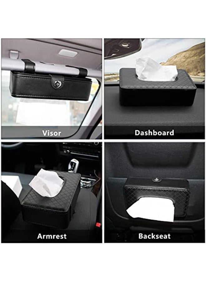 GUSGU Car Tissue Holder, Sun Visor Tissue Holder, Car Visor Napkin Holder, Tissue Paper Holder Dispenser, Napkin Tissue Tray Container, PU Leather Backseat Tissue Paper Box Case for Car/Truck, Black - Image 5