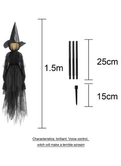 AUTOYSUR 4 Pack 60" Multicolored Light Up Witch Heads for Yard Decor, Witch Yard Sign with Creepy Sound (Sound Activation) for festival Outdoor, Lawn, Yard, Garden, Haunted House Decorations  - Image 2