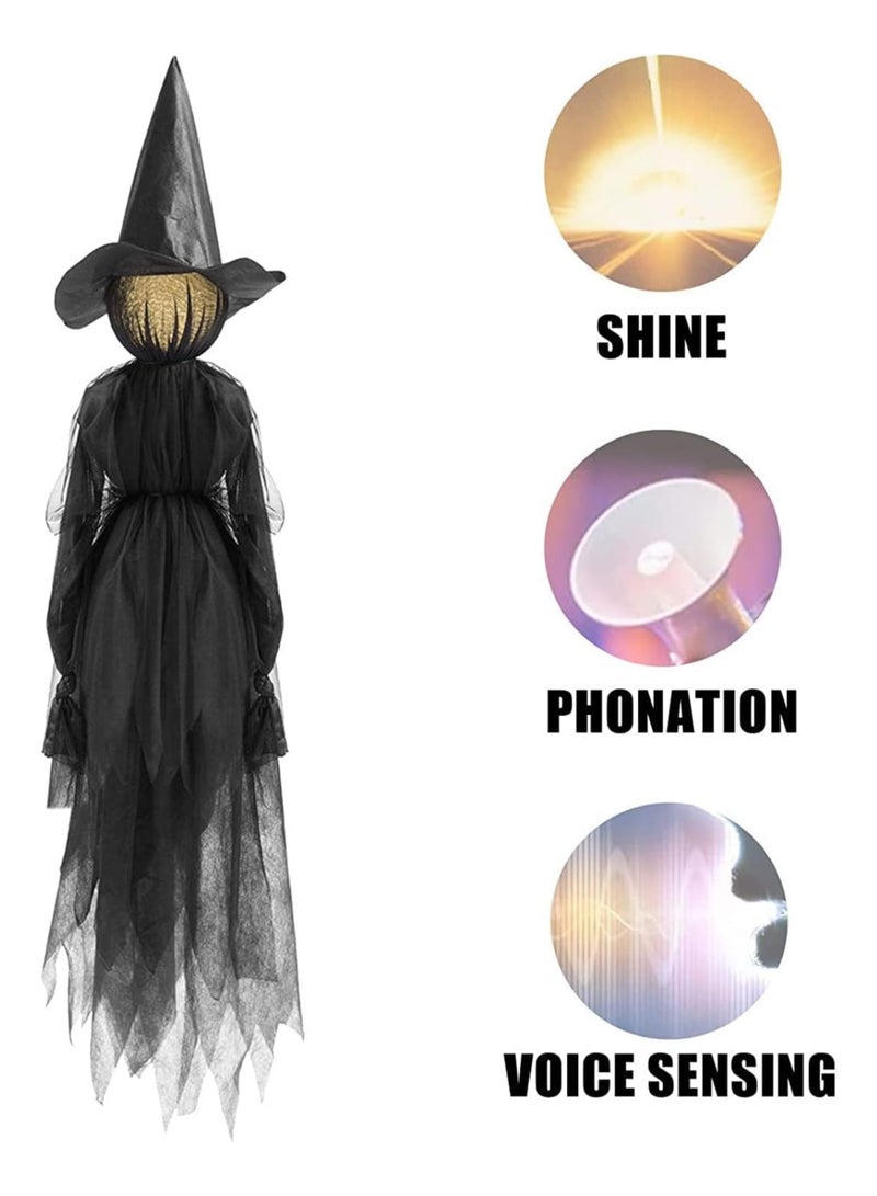 AUTOYSUR 4 Pack 60" Multicolored Light Up Witch Heads for Yard Decor, Witch Yard Sign with Creepy Sound (Sound Activation) for festival Outdoor, Lawn, Yard, Garden, Haunted House Decorations - Image 3