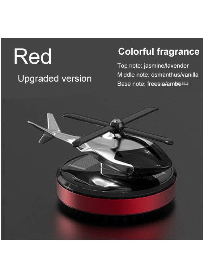 معطر هواء سيارة هليكوبتر يعمل بالطاقة الشمسية، إكسسوارات ديكور داخلي تدور تلقائيًا، موزع روائح يعمل بالطاقة الشمسية (أحمر) - Image 3