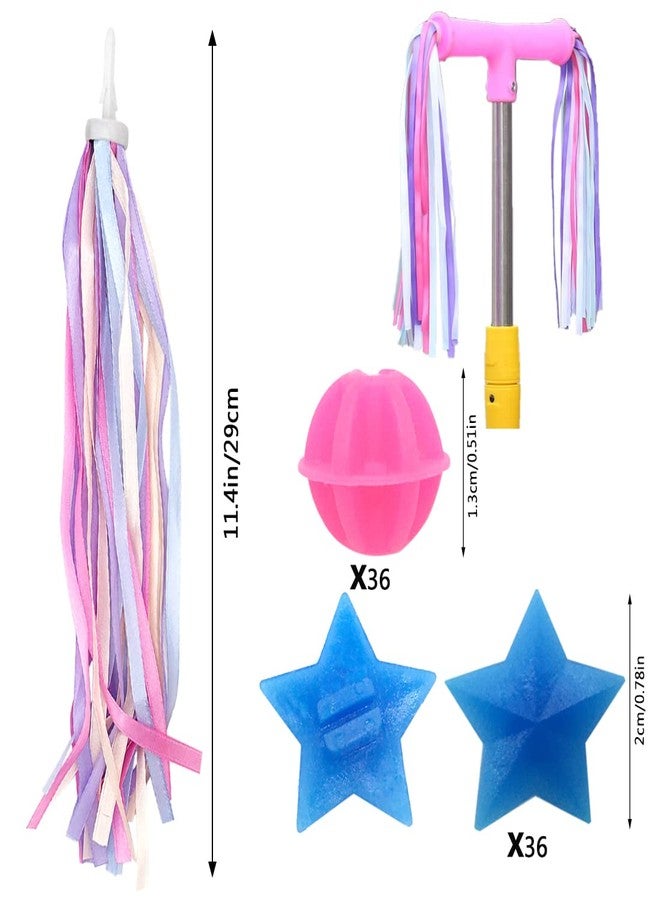 CKANDAY 72 Pcs Bike Wheel Spokes Beads + 1 Kid Bike Bell + 2 Pack Kids Bike Streamers, Spoke Plastic Clip Round Decor Beads, Flower Bicycle Bell, Colorful Bike Handlebar Ribbons Tassel for Girls Boys Scooter - Image 2