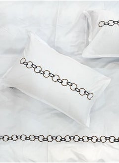 Bed N Home Links Embroidery Duvet Cover Set, Plain, White  - Image 2
