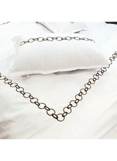 Bed N Home Links Embroidery Duvet Cover Set, Plain, White  - Image 4