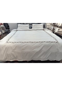 Bed N Home Links Embroidery Duvet Cover Set, Plain, White  - Image 3