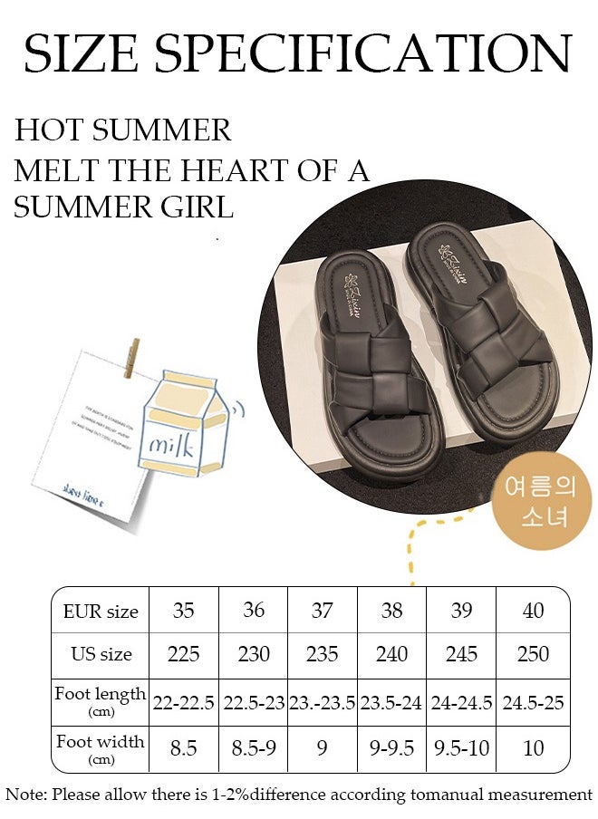 DUNISO - Women's Summer Walking Sandals Air Cushion Support Platform Open Tole Slippers Comfortable Casual Wedge Sandals with Non-slip Soles Thick Sole Beach Slippers Indoor and Out Door - Image 1