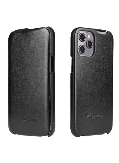 For Apple For Iphone16proMAX Phone Case 14 Upper And Lower Open Flip Type Leather Case Shaped Mini Protective Case-Color:Black-Applicable Model:For Iphone14pro 6.1 Inch