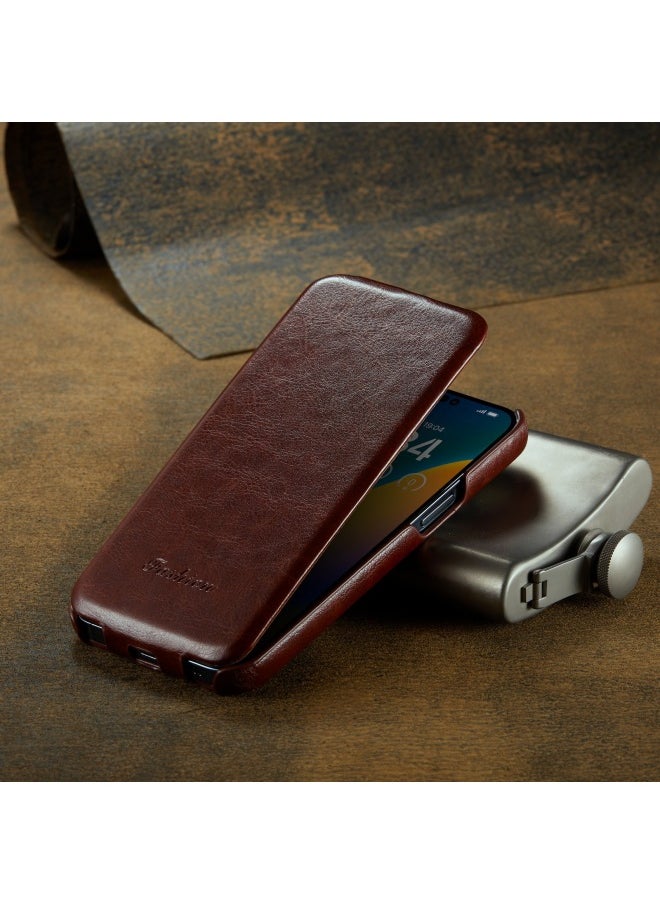 For Apple For Iphone16proMAX Phone Case 14 Upper And Lower Open Flip Type Leather Case Shaped Mini Protective Case-Color:Black-Applicable Model:For Iphone14pro 6.1 Inch