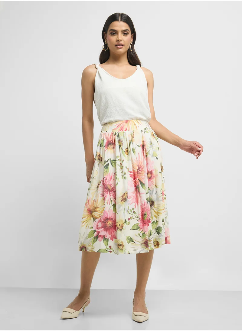 GUESS High Waist Flared Skirt