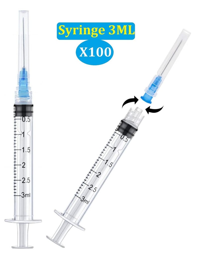 Medical Disposable Syringe 3ML With Needle Individually Sealed ( 100 Pack ) - Image 1
