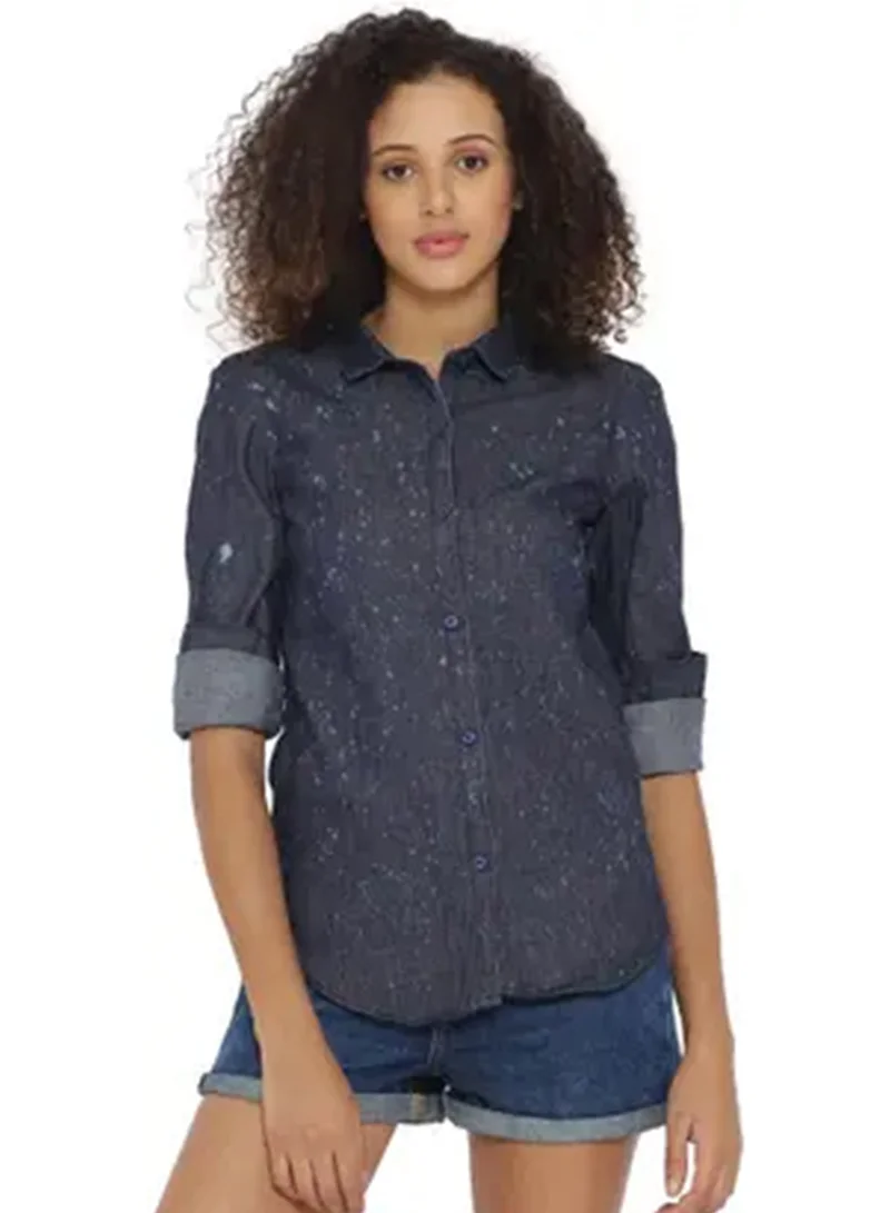 كامبوس سوترا قميص جينز نسائي أزرق داكن مرقط