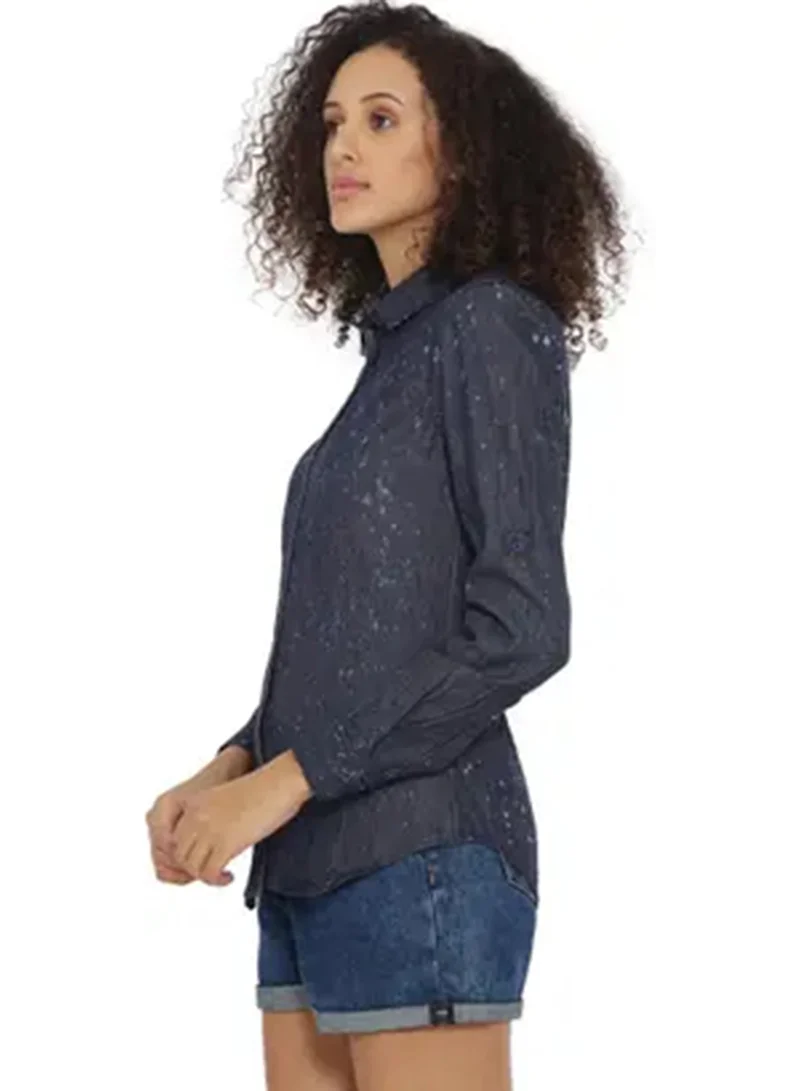 كامبوس سوترا قميص جينز نسائي أزرق داكن مرقط