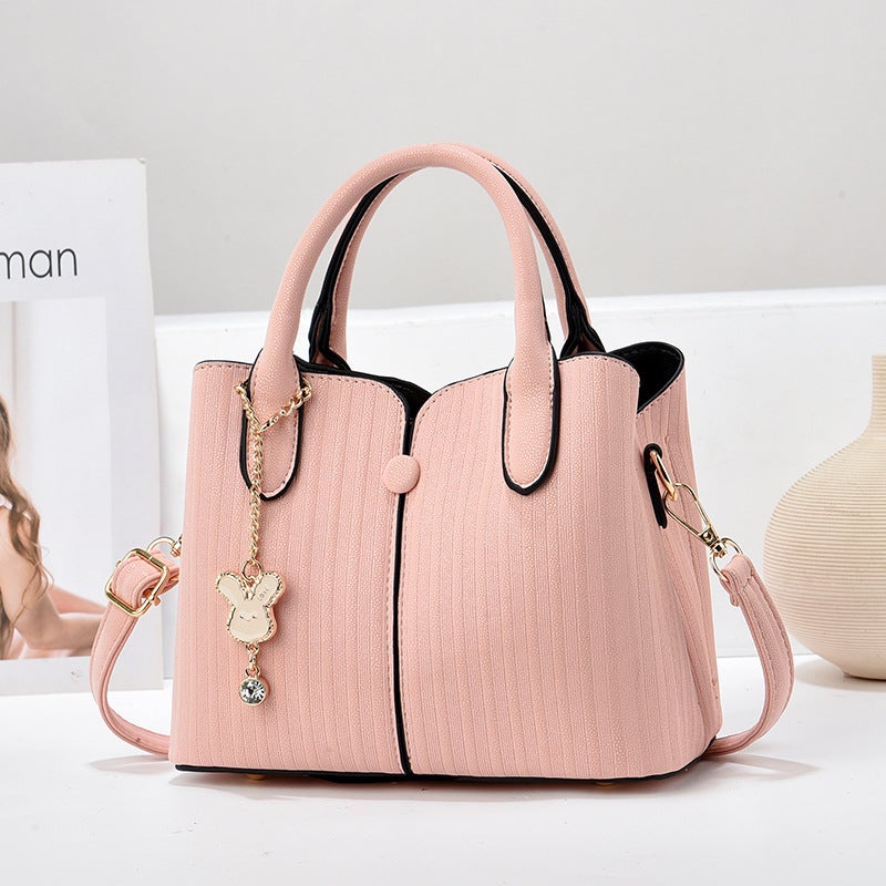 New Stitching Striped All-Match Handbag Fashion Women'S Bag High-Grade Sense Large Capacity Shoulder Crossbody Bag - Image 4
