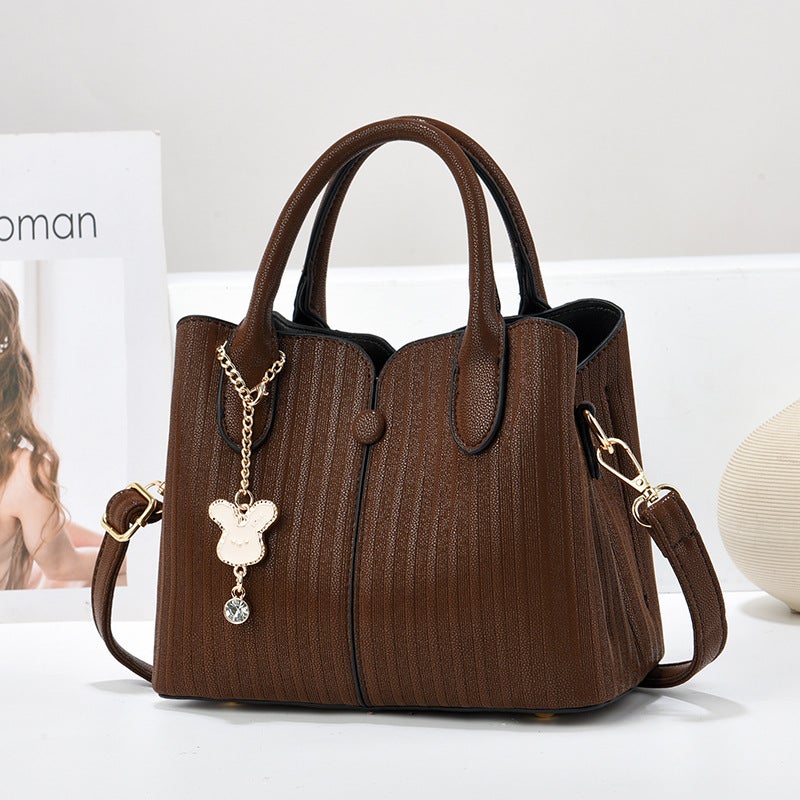 New Stitching Striped All-Match Handbag Fashion Women'S Bag High-Grade Sense Large Capacity Shoulder Crossbody Bag - Image 3