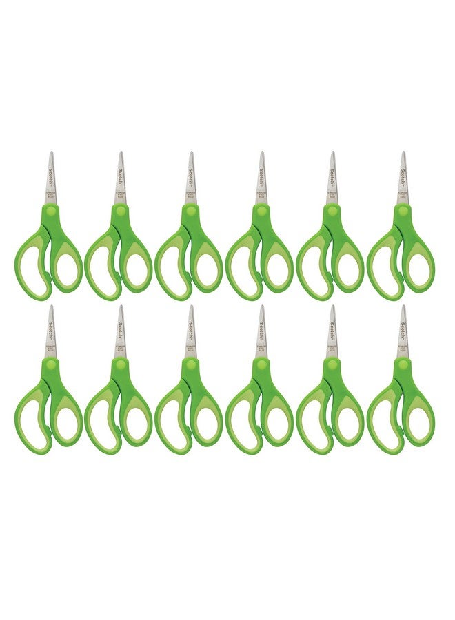 Scotch  5-Inch Soft Touch Pointed Kid Scissors, 12 Count Teacher Pack, Green, Pack Of 6 - Image 2