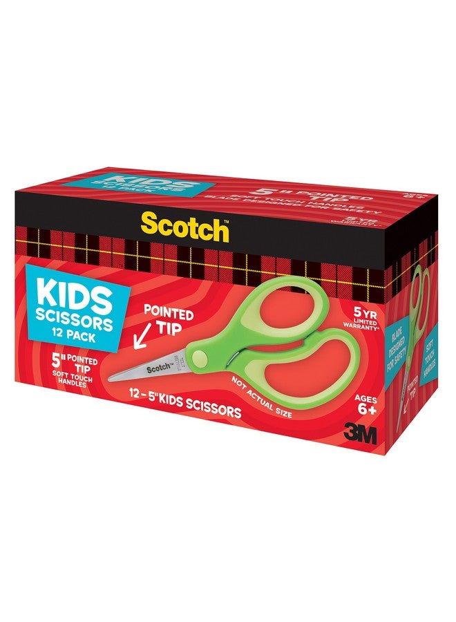 Scotch  5-Inch Soft Touch Pointed Kid Scissors, 12 Count Teacher Pack, Green, Pack Of 6 - Image 5