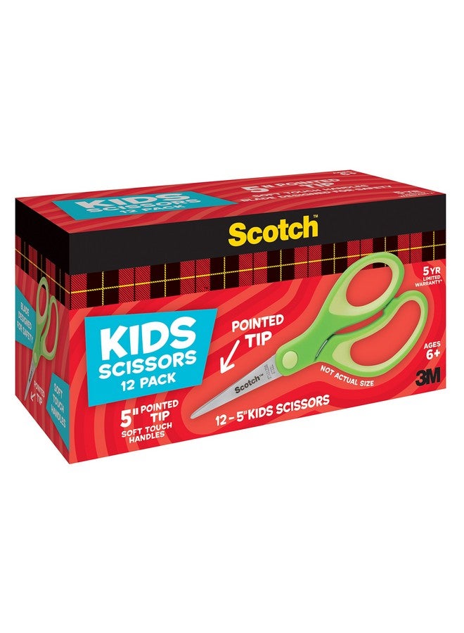 Scotch  5-Inch Soft Touch Pointed Kid Scissors, 12 Count Teacher Pack, Green, Pack Of 6 - Image 4
