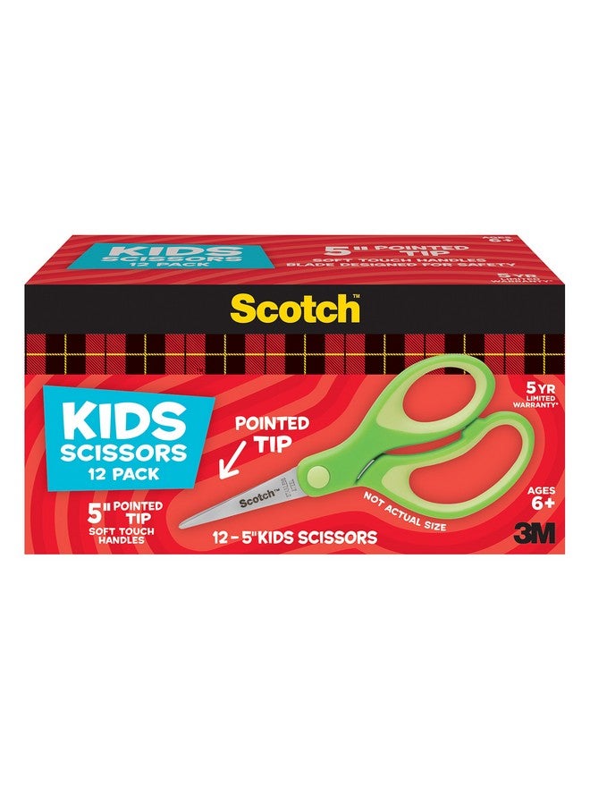 Scotch  5-Inch Soft Touch Pointed Kid Scissors, 12 Count Teacher Pack, Green, Pack Of 6 - Image 3