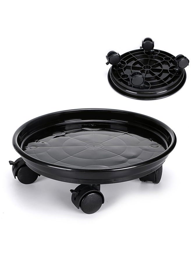 Skelang 2 Packs 11.8" Plant Pallet Caddy Plant Stand with Lock Wheels, Round Flower Pot,Planter Trolley Casters, Moving Plant Pot Saucer - Image 2