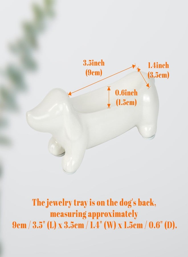 YOBRO Dachshund Ceramic Trinket Tray for Jewelry & Keys - Mini Decorative Dish, Dog Lover Gift, Engagement Ring Organizer (White) - Image 3