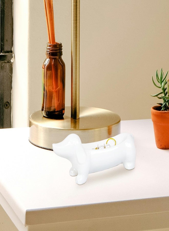 YOBRO Dachshund Ceramic Trinket Tray for Jewelry & Keys - Mini Decorative Dish, Dog Lover Gift, Engagement Ring Organizer (White) - Image 4
