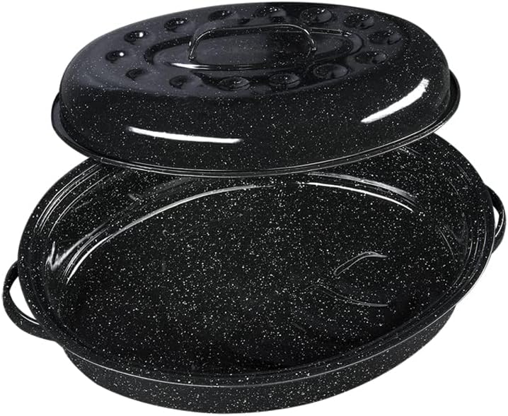 Granite Ware 15-Inch Covered Oval Roaster - Enamel Steel Basic Cookware, Nonstick & Chemical-Free, Dishwasher Safe - 10 Lb Capacity, Large Roasting Pan for Meats, Poultry, Vegetables (Speckled Black) - Image 3