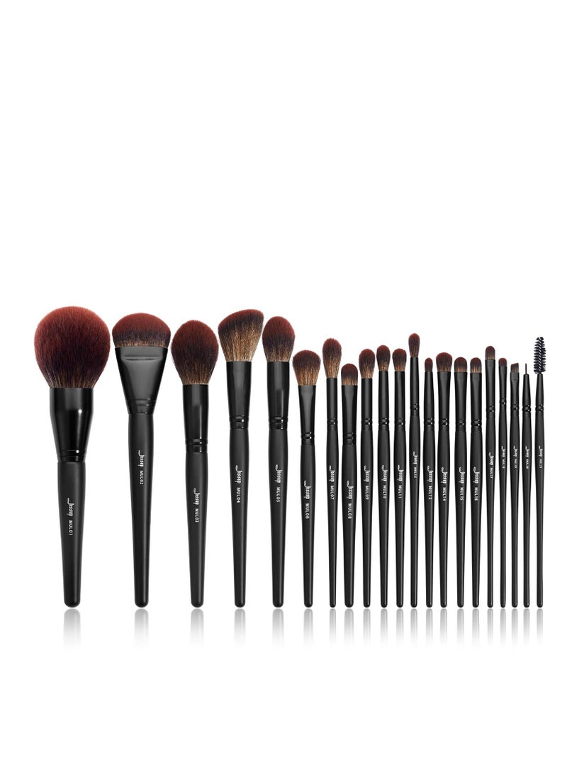 Jessup Jessup Makeup Brushes Set Premium Synthetic Powder Foundation Highlight Concealer Eyeshadow Blending Eyebrow Liner Spoolie Brush Set Black 21pcs T271  - Image 1