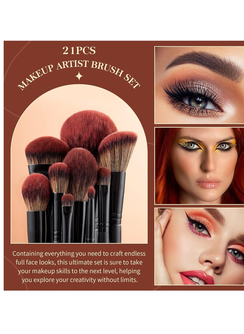 Jessup Jessup Makeup Brushes Set Premium Synthetic Powder Foundation Highlight Concealer Eyeshadow Blending Eyebrow Liner Spoolie Brush Set Black 21pcs T271  - Image 2