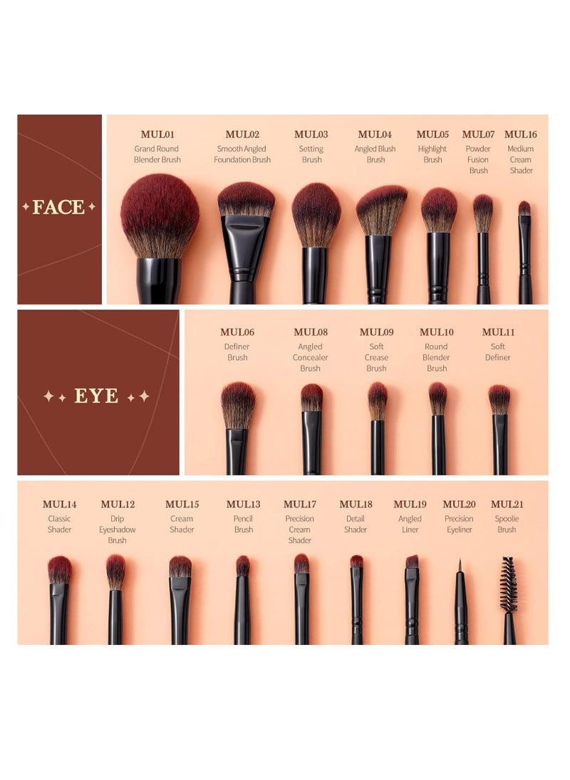 Jessup Jessup Makeup Brushes Set Premium Synthetic Powder Foundation Highlight Concealer Eyeshadow Blending Eyebrow Liner Spoolie Brush Set Black 21pcs T271  - Image 5