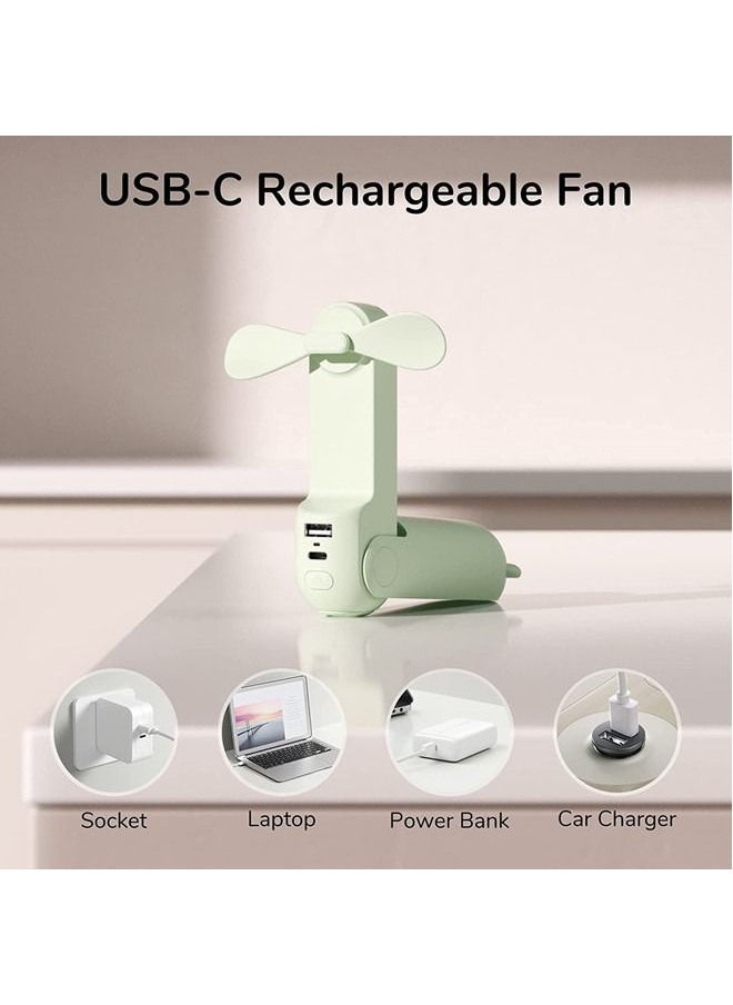 JISULIFE - Handheld Mini Fan, 3 IN 1 Hand Fan, Portable USB Rechargeable Small Pocket Fan, Battery Operated Fan [14-21 Working Hours] with Power Bank, Flashlight Feature for Women,Travel,Outdoor - Image 1