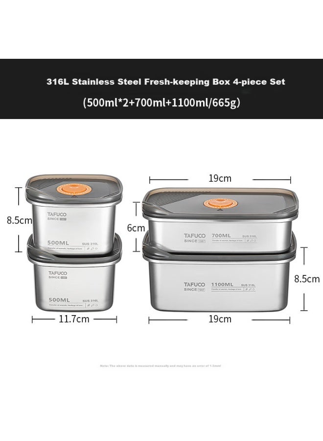 Tafuco Stainless Steel Food Storage Container, 316l Food-grade Lunch Box, Sealed Bento Box, Storage Container With Lid, Refrigerator Organizer, T5387 - Image 1