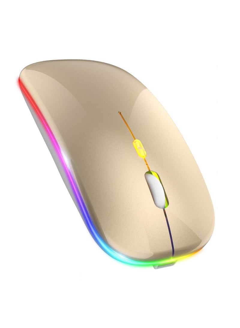 LED Wireless Mouse Rechargeable Slim Silent Mouse 2.4G Portable Mobile Optical Office Mouse with USB  Type-c Receiver for Notebook, PC, Laptop, Computer, Desktop - Image 1