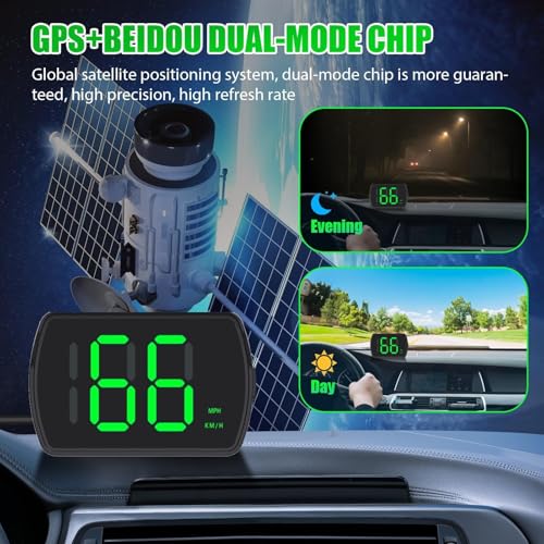 GUGUMO GPS Digital Speedometer for Car MPH, Golf Cart Universal HUD Speed Meter, Head Up Display Car Accessories with LED Large Font, Plug and Play for Car Truck Motor SUV All Vehicles - Image 5