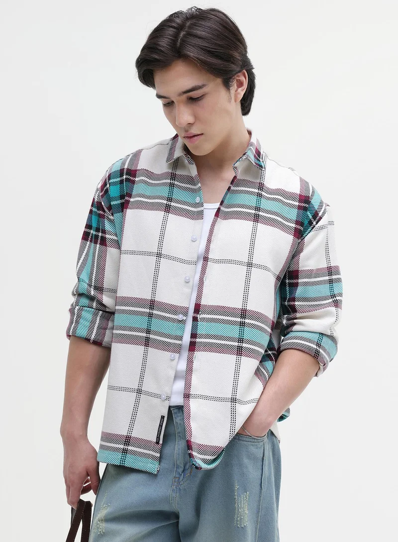 CAHOOT Men's Multi Checkered Regular Shirt For Casual Wear | Collared Neck | Long Sleeve | Button Closure | Cotton Blend Shirt Crafted With Comfort Fit For Everyday Wear (3727)