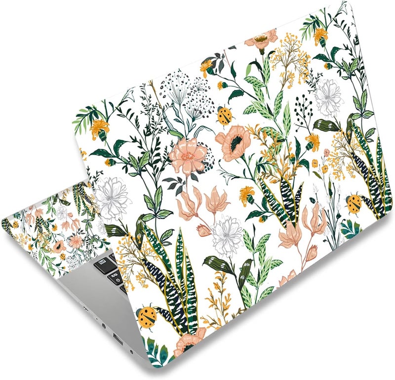 DINKY Laptop Skin Sticker Decal, 16" 16.5” 17” 17.3 inch Laptop Universal Reusable Vinyl Skin Stickers Art Cover Decal Notebook PC Personalized Protector (White Flor) - Image 1