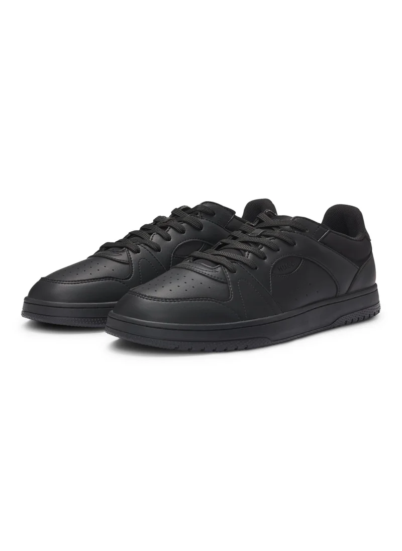 هوجو Faux-leather lace-up trainers with logo details