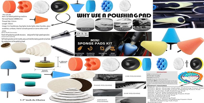 DIY Crafts DIY Crafts Mini Cone's 1-3" inch, Choice 1-7" inch Sponge Buffing Waxing Density Felts & Fur Pad for Tight Area Detailing Sealing Glaze + Mini Variable Speed Machine (15x 2X Felt 2X Fur Pads, 2"inch)  - Image 4