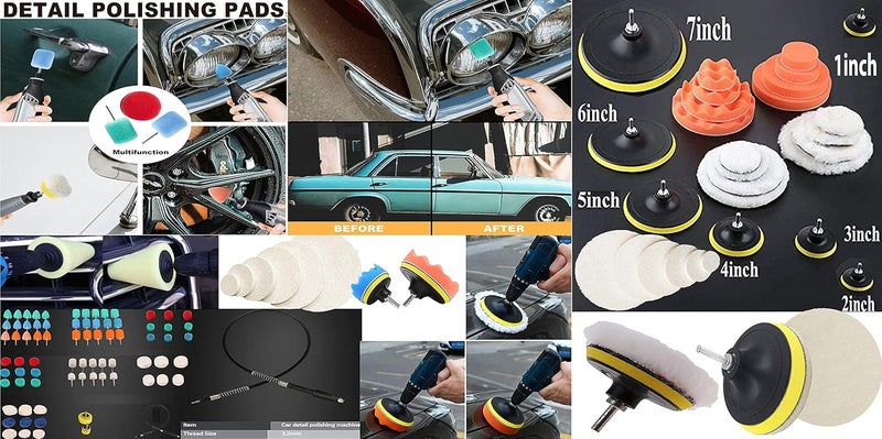DIY Crafts DIY Crafts Mini Cone's 1-3" inch, Choice 1-7" inch Sponge Buffing Waxing Density Felts & Fur Pad for Tight Area Detailing Sealing Glaze + Mini Variable Speed Machine (15x 2X Felt 2X Fur Pads, 2"inch)  - Image 3