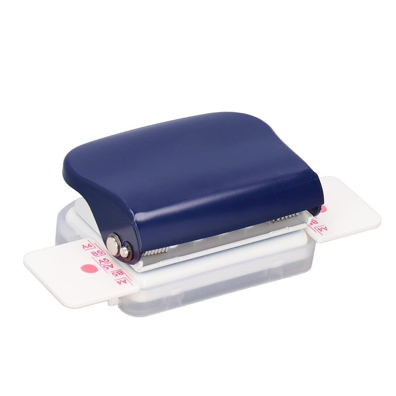 6 Hole Punch Dark Blue Portable Planner Hole Puncher with Positioning Ruler for A4 A5 B5 Paper, Metal Small Hole Punch for 5 Sheets Up to 7mm Thickness - Image 3