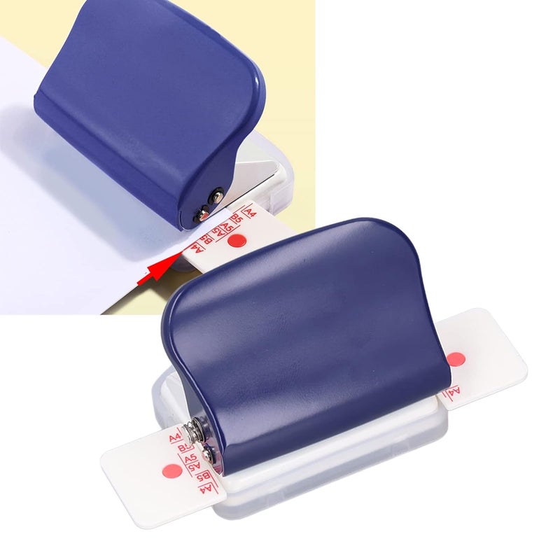 6 Hole Punch Dark Blue Portable Planner Hole Puncher with Positioning Ruler for A4 A5 B5 Paper, Metal Small Hole Punch for 5 Sheets Up to 7mm Thickness - Image 2