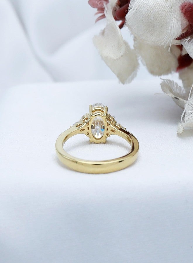 AFFY 1.00 CT Oval, Marquise & Round Cut Cubic Zirconia Solitaire Engagement Ring For Women's in 14K Yellow Gold Plated 925 Sterling Silver (Color: White, Clarity: VVS1, 1.00 Cttw)-6 - Image 4