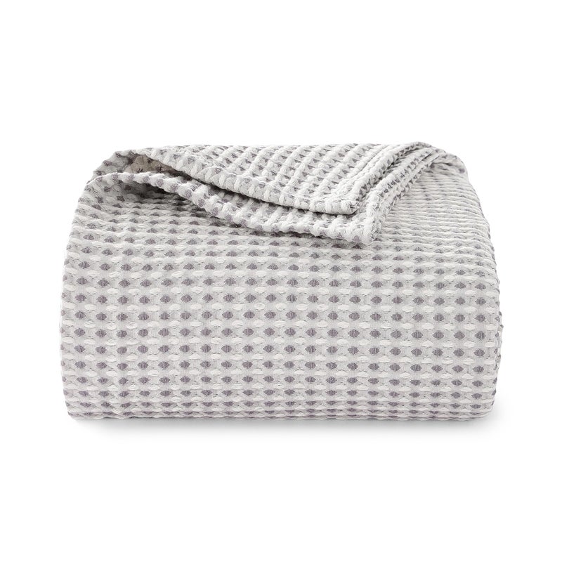 EGOHOME Lightweight Cotton Waffle Blanket Twin Size Modern TwoTone Check Pattern Soft Breathable for Bed Couch Sofa All Seasons GrayWhite 60x80 - Image 2