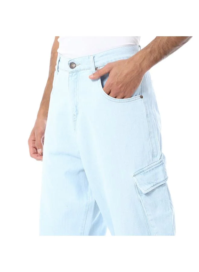 Coup Coup Men Denim Cargo Casual Pants – Light Blue