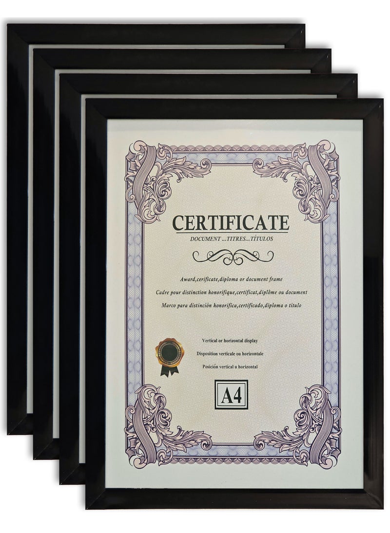 4 × A4 Picture Frame, Elegant Certificate Document Frame for Wall or Tabletop Display - Image 1