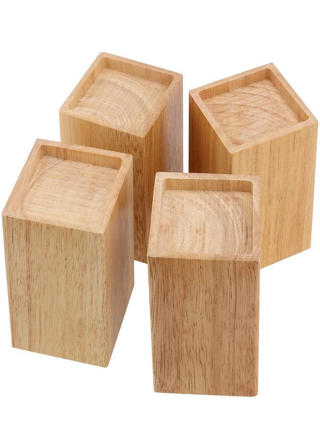 HOZEON 4 Pack 4 Inch Wood Bed Risers, Heavy Duty Furniture Risers, Wooden Furniture Lifters Square Bed Frame Lifters Extenders for Couch, Sofa, Bed, Chair, Dark Brown - Image 5