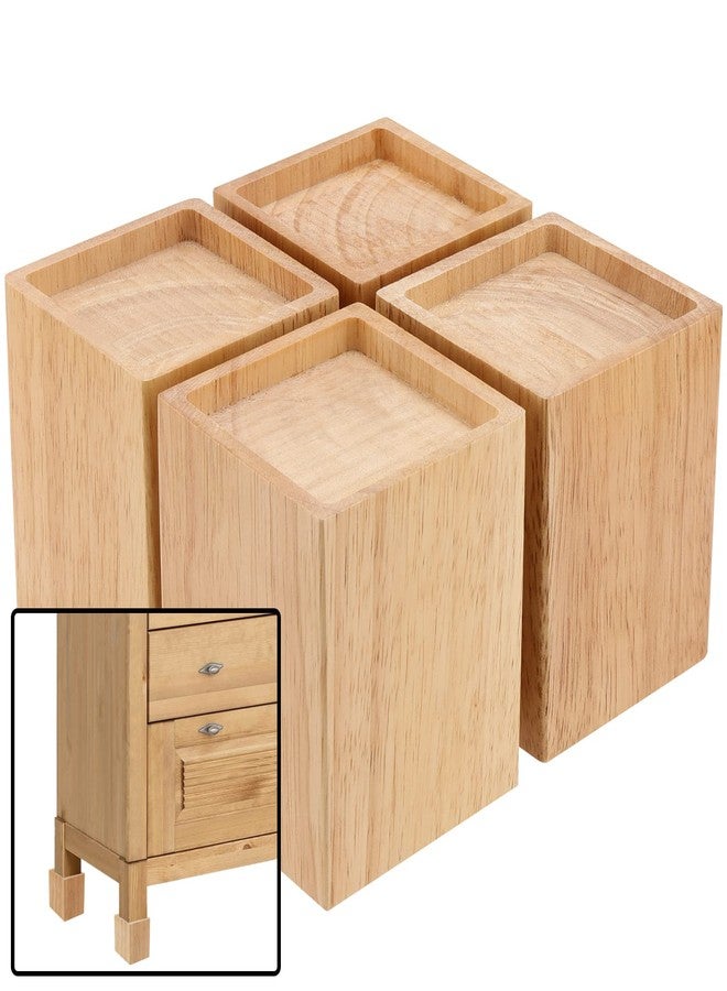 HOZEON 4 Pack 4 Inch Wood Bed Risers, Heavy Duty Furniture Risers, Wooden Furniture Lifters Square Bed Frame Lifters Extenders for Couch, Sofa, Bed, Chair, Dark Brown - Image 1