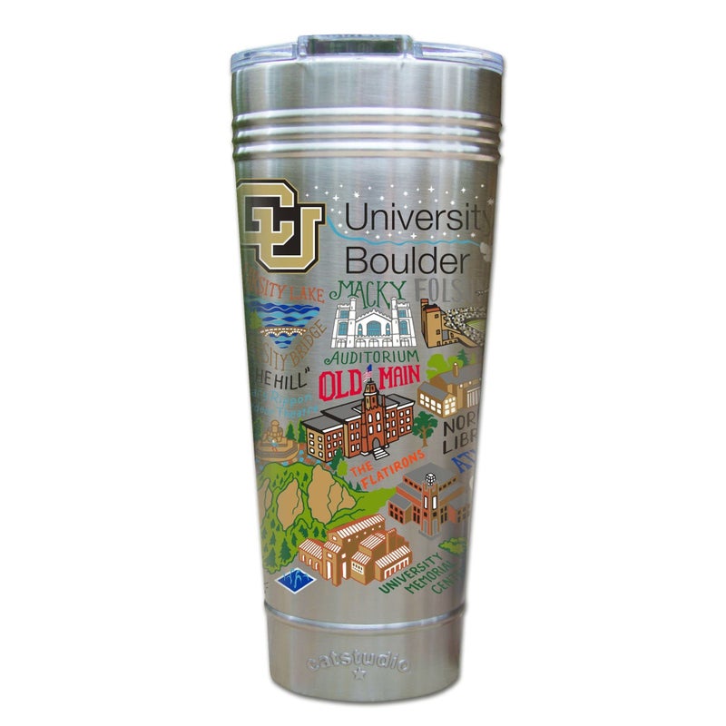 Catstudio Boulder University of Colorado Collegiate Thermal Tumbler Triple Wall Insulation With Non Slip Bottom Great College Travel Cup for Water Coffee Tea or Smoothies