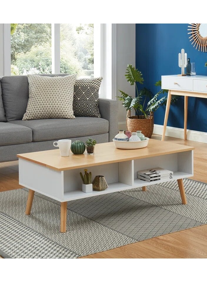 ملاذ هاوس طاولة قهوة، أبيض*بيج، 90 سم طول × 45 سم ارتفاع × 60 سم عرض - Image 5